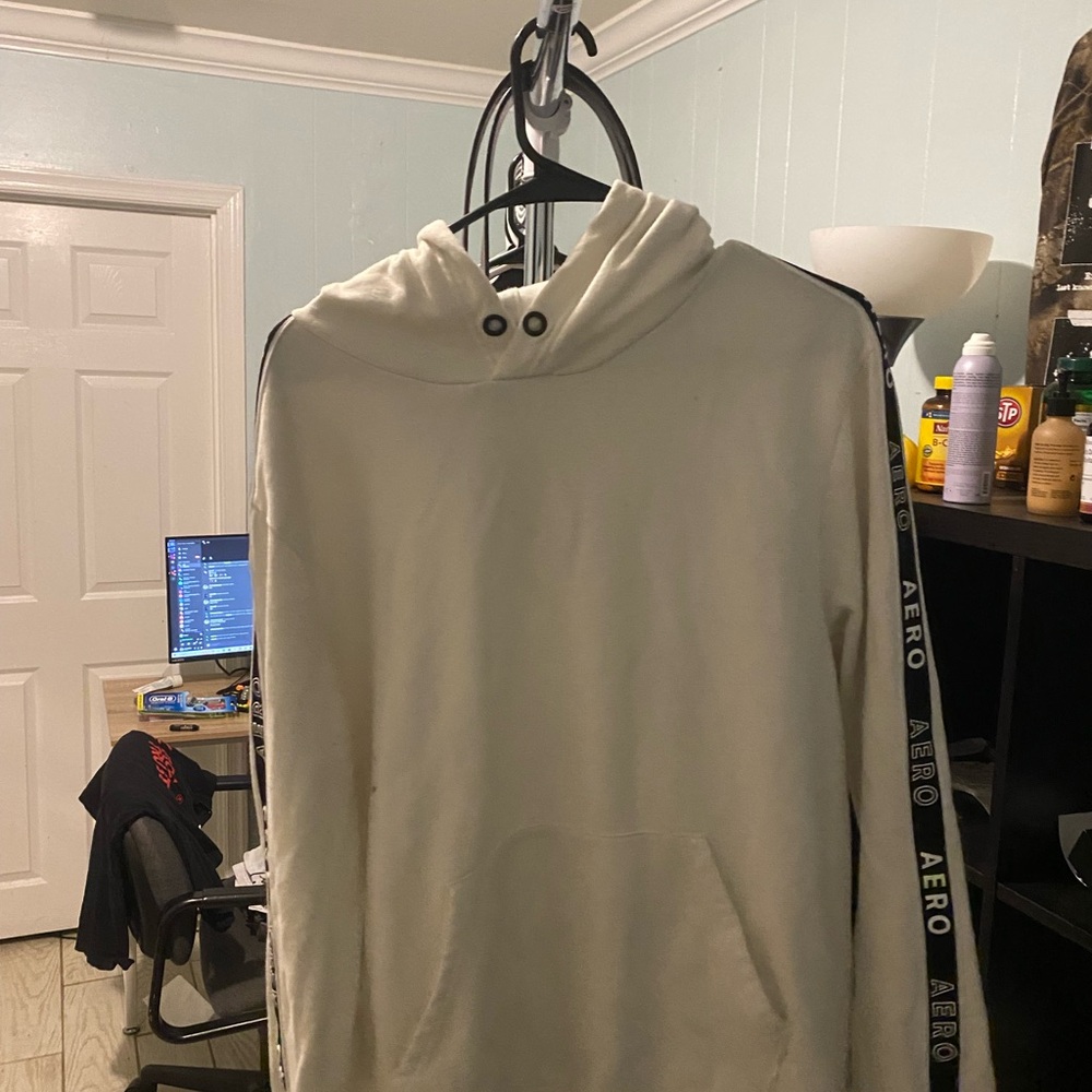 Aeropostale Cream Hoodie with Black Accents